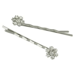 2 Piece Crystal Hair Pins   Silver