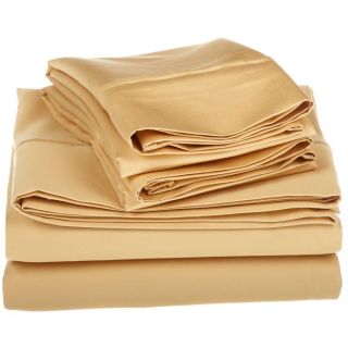 None Egyptian Cotton 1200 Thread Count Solid Oversized Sheet Set Gold Size King
