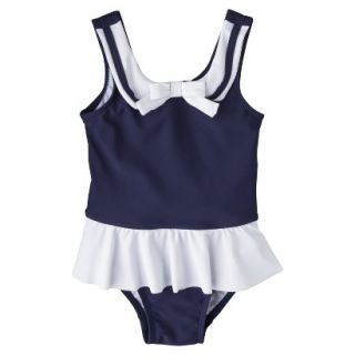 Circo Infant Toddler Girls 1 Piece Sailor Swimsuit   Navy 5T