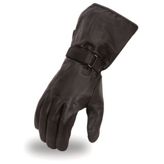 Mens Gauntlet Motorcycle Gloves   Black, Medium, Model FI126GEL
