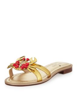 Womens sebastian metallic crab ornament sandal, gold   kate spade new york