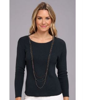 NIC+ZOE Sparkly Necklace Top Womens Long Sleeve Pullover (Black)