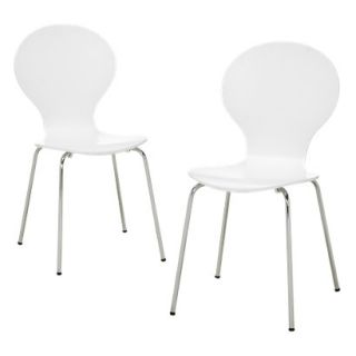 Dining Chair Modern Stacking Chair   White   Set of 2