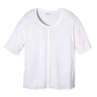 Merona Womens Plus Size Short Sleeve Cardigan Sweater   White 1X