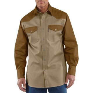 Carhartt Ironwood Snap Front Twill Work Shirt   Khaki/Brown, 3XL, Model S209