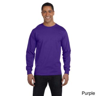 Hanes Hanes Mens Beefy t 6.1 ounce Cotton Long Sleeve Shirt Purple Size 3XL