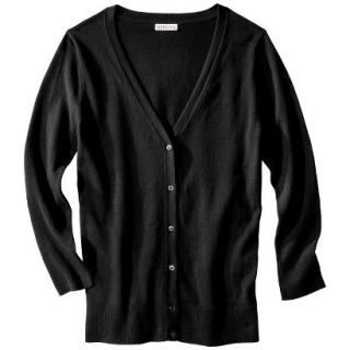Merona Womens Plus Size 3/4 Sleeve V Neck Cardigan Sweater   Black 3