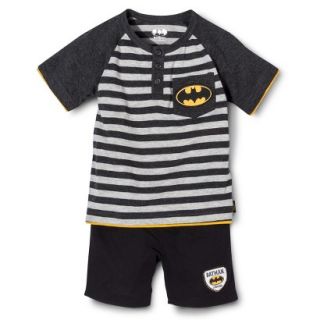 Batman Infant Toddler Boys Short Sleeve Henley Tee and Boy Short Set   Grey 12