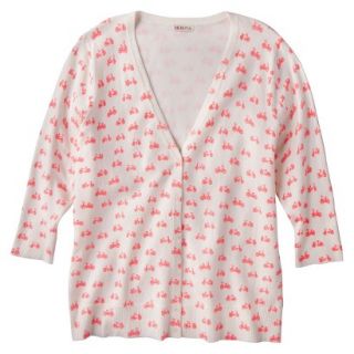 Merona Womens Plus Size 3/4 Sleeve V Neck Cardigan Sweater   Cream/Pink 1