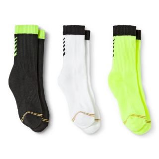 Signature GOLD by GOLDTOE Boys 3 Pack Athletic Crew Socks   Neon Yellow M
