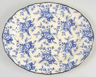 Enoch Wood & Sons Colonial Rose Blue 12 Oval Serving Platter, Fine China Dinner