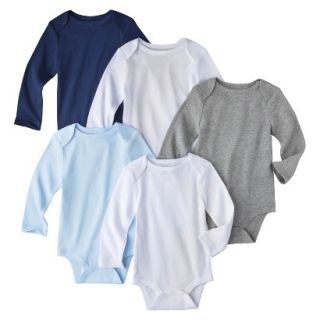 Circo Infant Boys 5 Pack Long sleeve Bodysuit   White/Blue/Grey 0 3 M