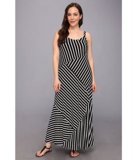 Vince Camuto Plus Size Spliced Retro Stripes Tank Dress Womens Dress (Black)