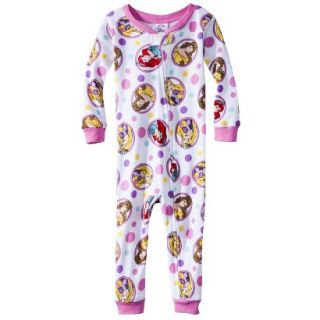 Disney Princess Infant Toddler Girls Footed Blanket Sleeper   White 18 M