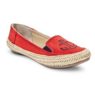 Womens Cloud9 Slip on Anchor Canvas Skimmer   Red 6.5