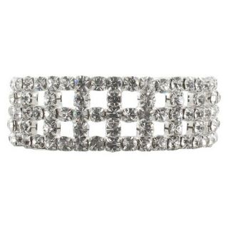 Five Row Cut Out Pave Rhinestone Stretch Bracelet  Silver/Clear