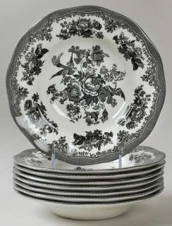 Johnson Brothers Asiatic Pheasant Black (Set of 8) Rim Soup Bowl, Fine China Din