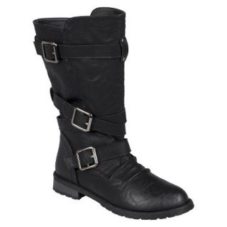 Womens Bamboo By Journee Round Toe Buckle Detail Boots   Black 7.5