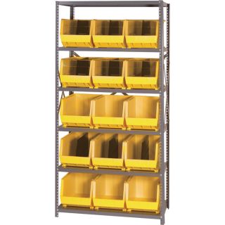 Quantum Storage Complete Shelving System with Large Parts Bins   18 Inch x 36