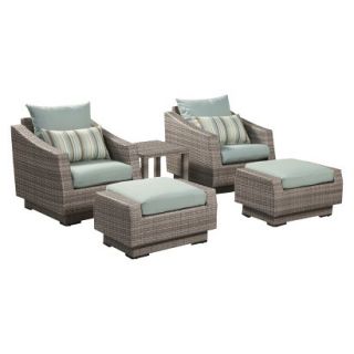 Cannes 5 Piece Wicker Patio Chat Furniture Set   Blue