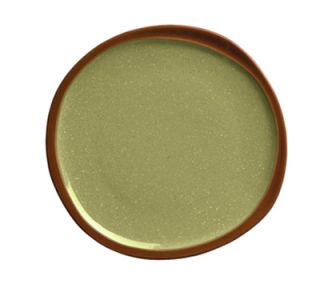Syracuse China 12 Terracotta Plate   Organic Shape, 2 Tone Fern/Green