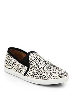 Joie Kidmore Cheetah Print Calf Hair Sneakers   Black White
