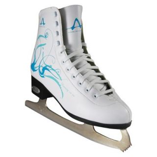 American Ladies Figure Skate   White with Turquoise (9)