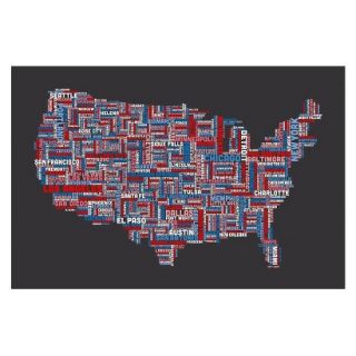 US Cities Text Map Unframed Wall Canvas