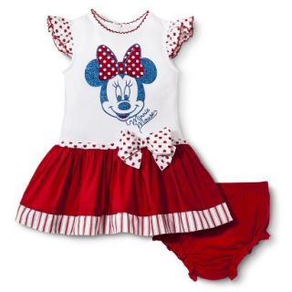 Disney Newborn Girls Dress Set   Red/White 3 6 M
