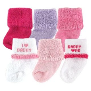Luvable Friends Newborn Girls 6 Pack I Love Dad Socks   Pink 0 6 M