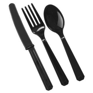 Jet Black Forks, Knives and Spoons (8 each)