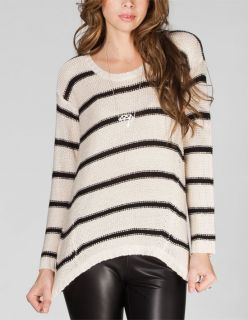 Striped Womens Hi Low Sweater Cream Combo In Sizes Medium, X Large, S
