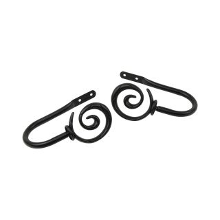 ROD DESYNE Decorative Holdbacks with Spiral Finials, Black