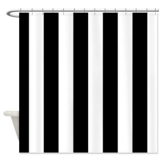  Black and White Striped Shower Curtain