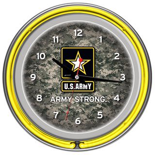 U.s. Army Digital Camo Chrome Double Ring Neon Clock