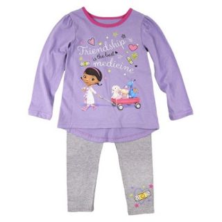 Disney Infant Toddler Girls Doc McStuffins Top and Bottom Set   Purple 18 M