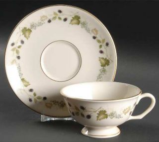 Pickard Verona Footed Cup & Saucer Set, Fine China Dinnerware   Grapes And Leave