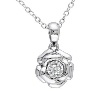 0.05 CT. T.W. Diamond Flower Silver Pendant with Chain   Silver