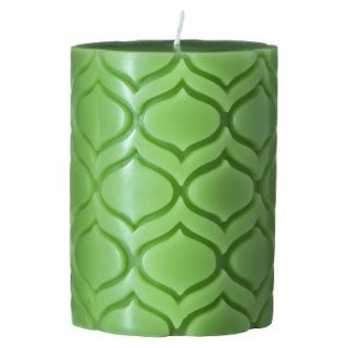 Melt Lime Green 3x4 Carved Pillar Candle  Lime Basil