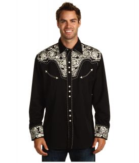 Scully Floral Tooled Shirt Mens Long Sleeve Button Up (Gray)