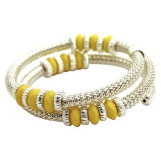 Womens Fashion Coil Bracelet   Silver/Yellow
