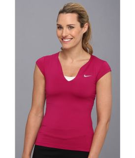 Nike Pure Tennis Top Womens Short Sleeve Pullover (Pink)