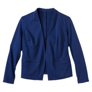 Merona Womens Plus Size Ponte Collarless Jacket   Blue 2