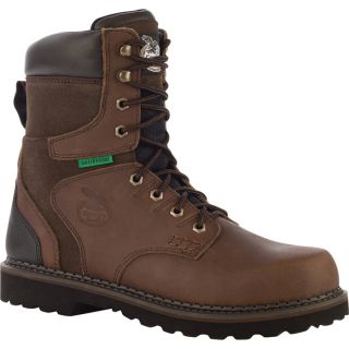 8 Inch Georgia Brookville Waterproof Steel Toe Work Boot   Dark Brown, Size 12