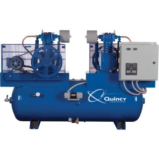 Quincy Air Compressor   Duplex, 5 HP, 460 Volt 3 Phase, Model 253DC80DC46