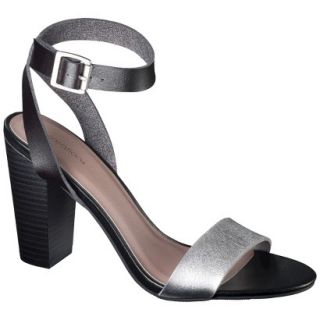 Womens Xhilaration Simone Block Heel Sandal   Black/Silver 9.5