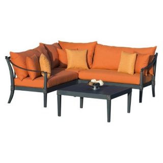Astoria 4 Piece Metal Patio Sectional Seating Furniture Set   Orange