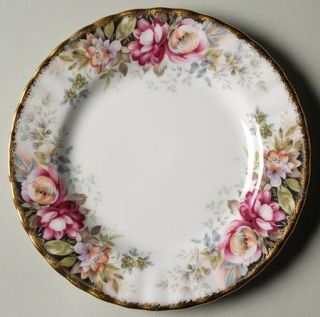 Royal Albert Autumn Roses Bread & Butter Plate, Fine China Dinnerware   Pink/Yel