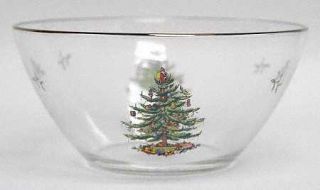 Spode Christmas Tree Green Trim Large Glassware Salad Bowl, Fine China Dinnerwar