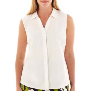 Worthington Sleeveless Shirt   Plus, White